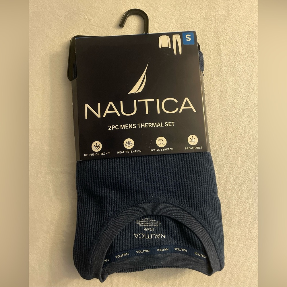 Nautica 2 Piece Mens Thermal Set Blue New Size Small Stretchy Breathable